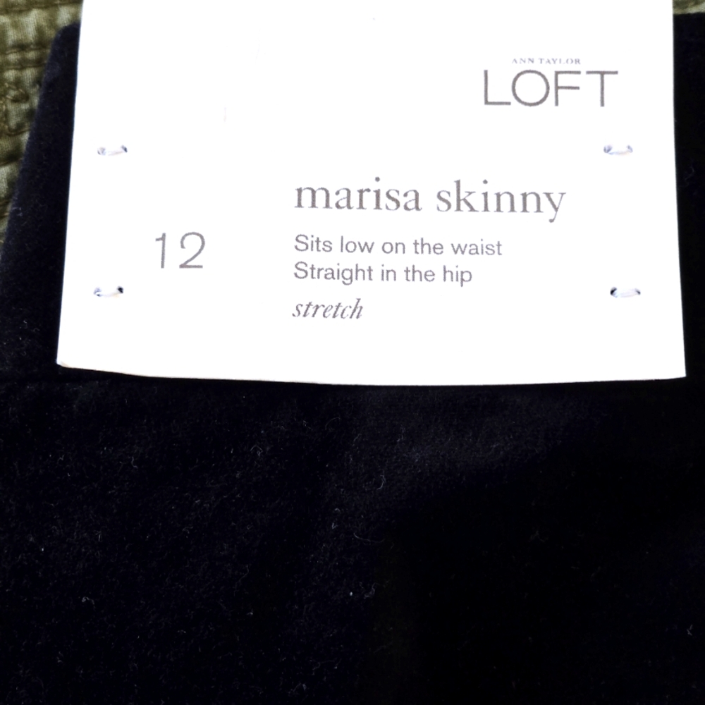 LOFT  Marissa skinny black pant size 12. New with tag